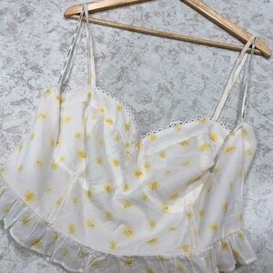Forever 21 White Top with Yellow Floral Accents
